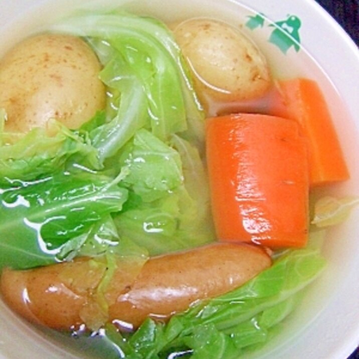 簡単！あっさり野菜スープ＊春キャベツとウインナ